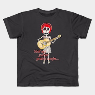 Lively Bones Guitar Girl pixel finish. Kids T-Shirt